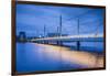 Sweden, Lake Vattern Area, Jonkoping, Munksjon Bay Bridge, dusk-Walter Bibikow-Framed Photographic Print