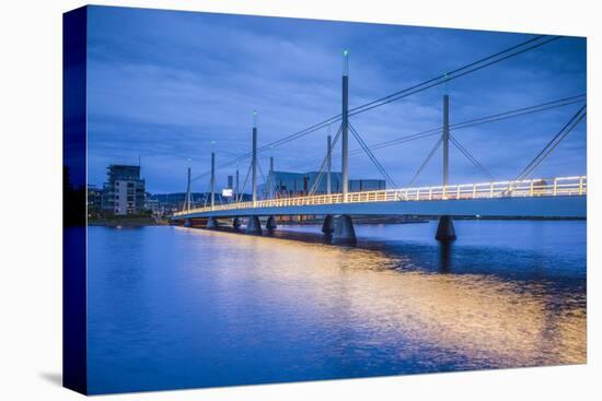 Sweden, Lake Vattern Area, Jonkoping, Munksjon Bay Bridge, dusk-Walter Bibikow-Stretched Canvas