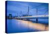 Sweden, Lake Vattern Area, Jonkoping, Munksjon Bay Bridge, dusk-Walter Bibikow-Stretched Canvas