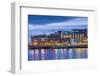 Sweden, Lake Vattern Area, Jonkoping, renovated harbor area along Munksjon Bay, dusk-Walter Bibikow-Framed Photographic Print