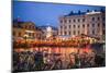 Sweden, Linkoping, cafes and bars on Stora target square, dusk-Walter Bibikow-Mounted Photographic Print