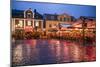 Sweden, Linkoping, cafes and bars on Stora target square, dusk-Walter Bibikow-Mounted Photographic Print