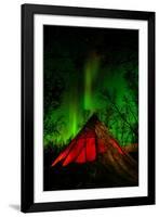 Sweden, Norrbotten, Abisko. Aurora Borealis (Northern Lights) over a Tenttipi.-Fredrik Norrsell-Framed Photographic Print