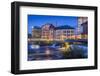 Sweden, Norrkoping, early Swedish industrial town, factory buildings, dusk-Walter Bibikow-Framed Photographic Print