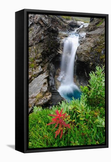 Sweden, Norrland, Bjorkliden. Waterfall along Rakkasjohka.-Fredrik Norrsell-Framed Stretched Canvas