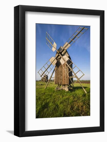 Sweden, Oland Island, Lerkaka, antique wooden windmills-Walter Bibikow-Framed Photographic Print
