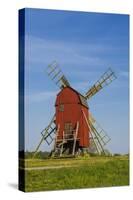 Sweden, Oland Island, Storlinge, antique wooden windmills-Walter Bibikow-Stretched Canvas