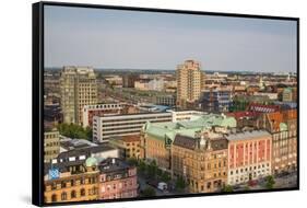 Sweden, Scania, Malmo, Inre Hamnen inner harbor, elevated skyline view-Walter Bibikow-Framed Stretched Canvas