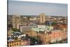 Sweden, Scania, Malmo, Inre Hamnen inner harbor, elevated skyline view-Walter Bibikow-Stretched Canvas