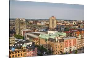 Sweden, Scania, Malmo, Inre Hamnen inner harbor, elevated skyline view-Walter Bibikow-Stretched Canvas