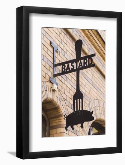 Sweden, Scania, Malmo, Lilla Torg square area, sign for the Bastard Restaurant-Walter Bibikow-Framed Photographic Print