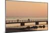 Sweden, Scania, Malmo, Riberborgs Stranden beach area, pier at sunset-Walter Bibikow-Mounted Photographic Print