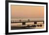 Sweden, Scania, Malmo, Riberborgs Stranden beach area, pier at sunset-Walter Bibikow-Framed Photographic Print
