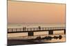 Sweden, Scania, Malmo, Riberborgs Stranden beach area, pier at sunset-Walter Bibikow-Mounted Photographic Print