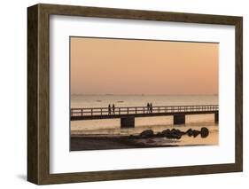 Sweden, Scania, Malmo, Riberborgs Stranden beach area, pier at sunset-Walter Bibikow-Framed Photographic Print