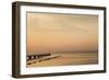 Sweden, Scania, Malmo, Riberborgs Stranden beach area, pier at sunset-Walter Bibikow-Framed Photographic Print