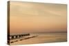 Sweden, Scania, Malmo, Riberborgs Stranden beach area, pier at sunset-Walter Bibikow-Stretched Canvas