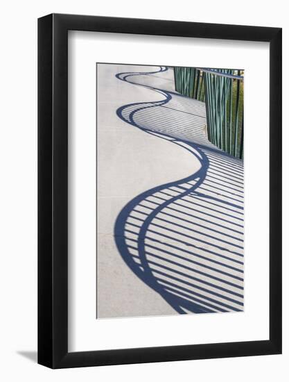 Sweden, Scania, Malmo, Rorsjokanalen canal bridge, shadow pattern-Walter Bibikow-Framed Photographic Print