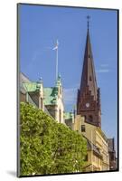 Sweden, Scania, Malmo, Sankt Petri Krka church and city buildings-Walter Bibikow-Mounted Photographic Print