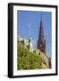 Sweden, Scania, Malmo, Sankt Petri Krka church and city buildings-Walter Bibikow-Framed Photographic Print