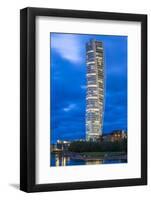 Sweden, Scania, Malmo, Turning Torso building, designed by architect Santiago Calatrava, 2005, dusk-Walter Bibikow-Framed Photographic Print