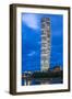 Sweden, Scania, Malmo, Turning Torso building, designed by architect Santiago Calatrava, 2005, dusk-Walter Bibikow-Framed Photographic Print