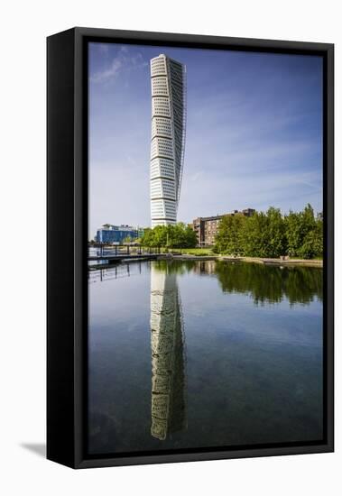 Sweden, Scania, Malmo, Turning Torso building, designed by architect Santiago Calatrava, 2005-Walter Bibikow-Framed Stretched Canvas