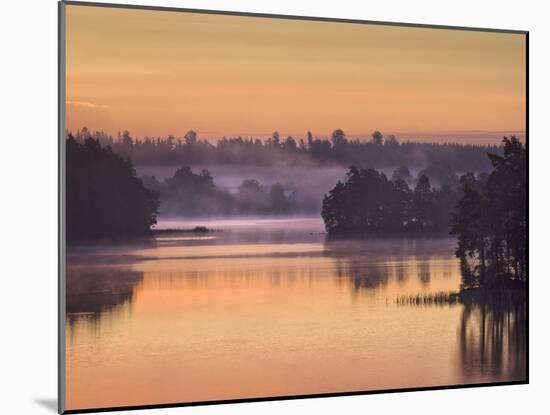 Sweden, Smaland, Morning Fog on Solgen Lake-K. Schlierbach-Mounted Photographic Print