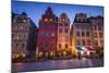 Sweden, Stockholm, Gamla Stan, Old Town, buildings of the Stortorget Square, dusk-Walter Bibikow-Mounted Photographic Print