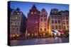 Sweden, Stockholm, Gamla Stan, Old Town, buildings of the Stortorget Square, dusk-Walter Bibikow-Stretched Canvas