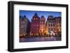 Sweden, Stockholm, Gamla Stan, Old Town, buildings of the Stortorget Square, dusk-Walter Bibikow-Framed Photographic Print