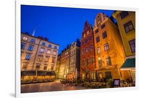 Sweden, Stockholm, Gamla Stan, Old Town, buildings of the Stortorget Square, dusk-Walter Bibikow-Framed Photographic Print