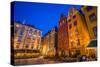 Sweden, Stockholm, Gamla Stan, Old Town, buildings of the Stortorget Square, dusk-Walter Bibikow-Stretched Canvas