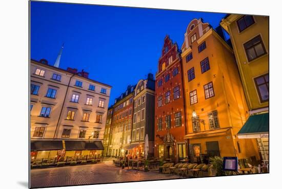 Sweden, Stockholm, Gamla Stan, Old Town, buildings of the Stortorget Square, dusk-Walter Bibikow-Mounted Photographic Print