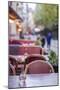 Sweden, Stockholm, Gamla Stan, Old Town, cafe tables-Walter Bibikow-Mounted Photographic Print