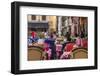 Sweden, Stockholm, Gamla Stan, Old Town, cafe tables-Walter Bibikow-Framed Photographic Print