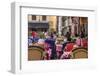 Sweden, Stockholm, Gamla Stan, Old Town, cafe tables-Walter Bibikow-Framed Photographic Print
