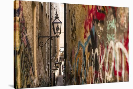 Sweden, Stockholm, Gamla Stan, Old Town, Marten Trotzigs Grand, narrowest street in Stockholm-Walter Bibikow-Stretched Canvas