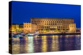 Sweden, Stockholm, Gamla Stan, Old Town, Royal Palace, dusk-Walter Bibikow-Stretched Canvas