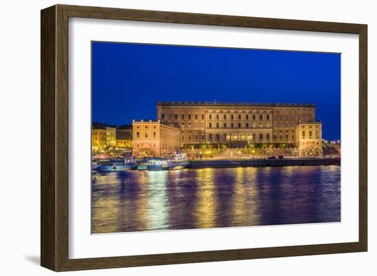 Sweden, Stockholm, Gamla Stan, Old Town, Royal Palace, dusk-Walter Bibikow-Framed Photographic Print