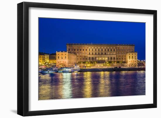 Sweden, Stockholm, Gamla Stan, Old Town, Royal Palace, dusk-Walter Bibikow-Framed Photographic Print