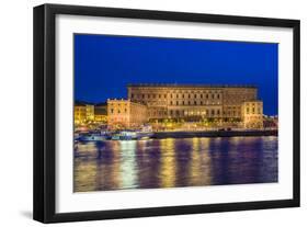 Sweden, Stockholm, Gamla Stan, Old Town, Royal Palace, dusk-Walter Bibikow-Framed Photographic Print