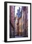 Sweden, Stockholm, Gamla Stan, Old Town, Royal Palace, old town street-Walter Bibikow-Framed Photographic Print