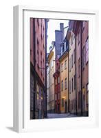 Sweden, Stockholm, Gamla Stan, Old Town, Royal Palace, old town street-Walter Bibikow-Framed Photographic Print