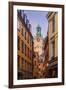 Sweden, Stockholm, Gamla Stan, Old Town, Storkyrkan Cathedral, dusk-Walter Bibikow-Framed Photographic Print