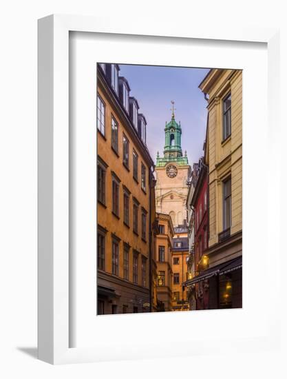 Sweden, Stockholm, Gamla Stan, Old Town, Storkyrkan Cathedral, dusk-Walter Bibikow-Framed Photographic Print