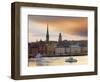 Sweden, Stockholm, Riddarfjarden, Gamla Stan, Passenger Ferries in Bay at Dusk-Shaun Egan-Framed Photographic Print