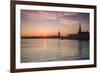 Sweden, Stockholm, Stockholm City Hall and Riddarholmen church, sunset-Walter Bibikow-Framed Photographic Print