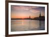 Sweden, Stockholm, Stockholm City Hall and Riddarholmen church, sunset-Walter Bibikow-Framed Photographic Print