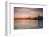 Sweden, Stockholm, Stockholm City Hall and Riddarholmen church, sunset-Walter Bibikow-Framed Photographic Print